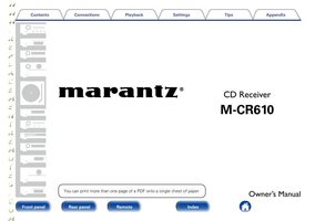 MARANTZ MCR610OM Operating Manuals